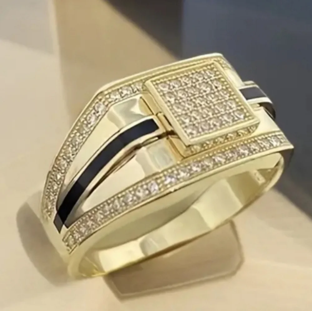 Gold and Black Men's Ring Sz 7